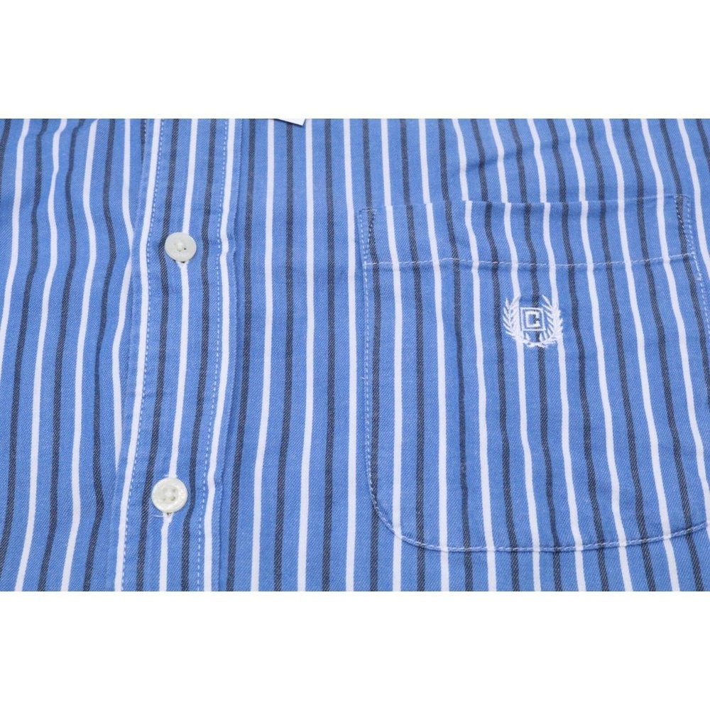Chaps Large Dress Shirt Blue White Striped L Button Down Front Oxford Top LG VTG - Picture 8 of 11